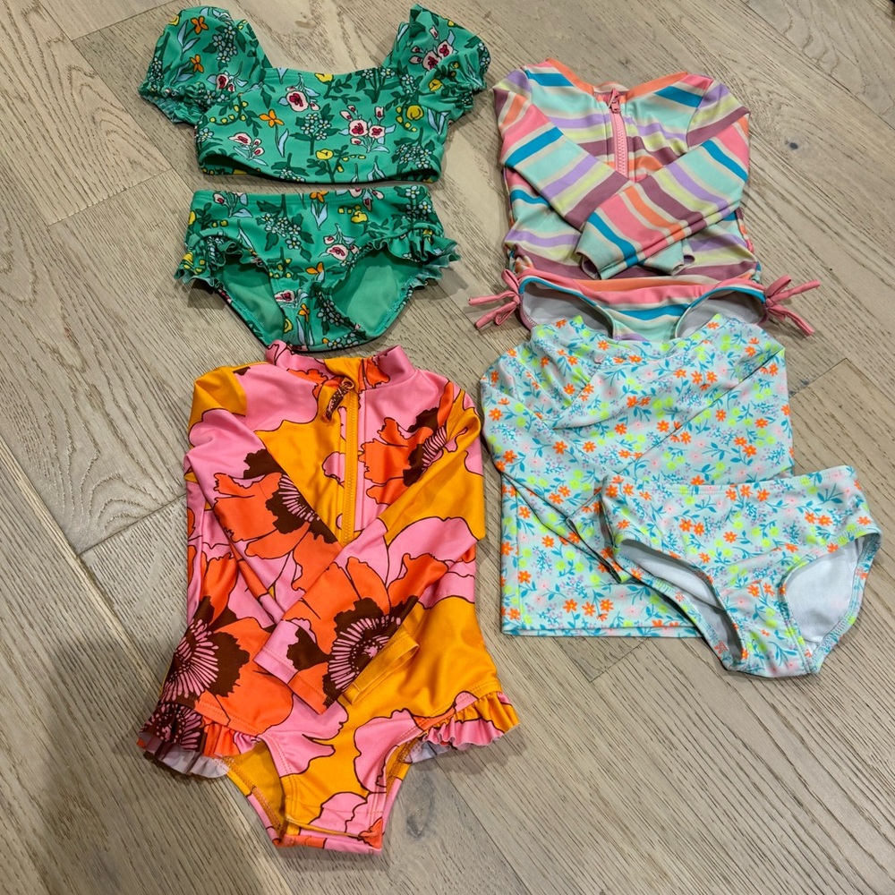 Bundle of Cat & Jack Girls Swimsuits 2T
